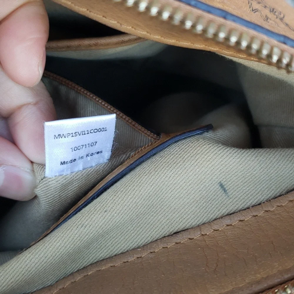 MCM Cognac Visetos Monogram Leather Tote